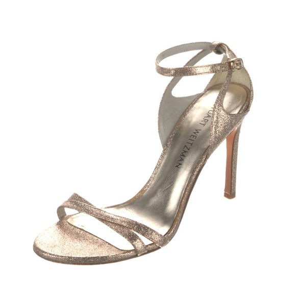 Stuart Weitzman Strappy Stiletto Shoes - Gold/Bronze sz. 8 - Picture 1 of 6